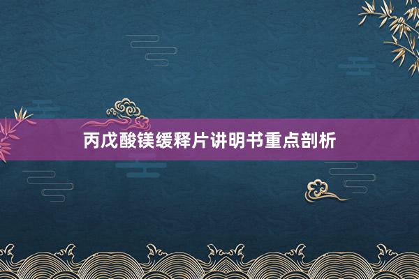 丙戊酸镁缓释片讲明书重点剖析